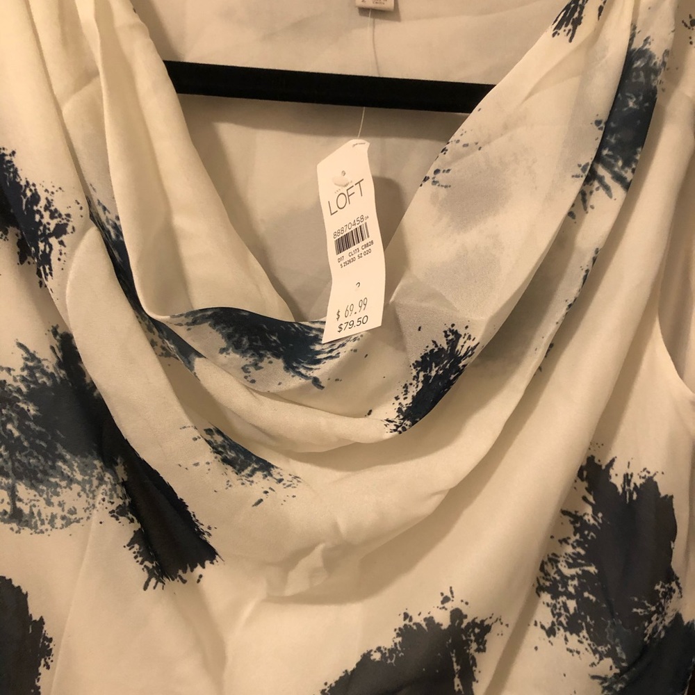 Loft NWT white with blue pattern